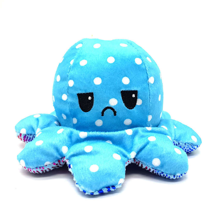 Happy or Sad Octopus - Mini Mood Octopus - Reversible - Blueberry