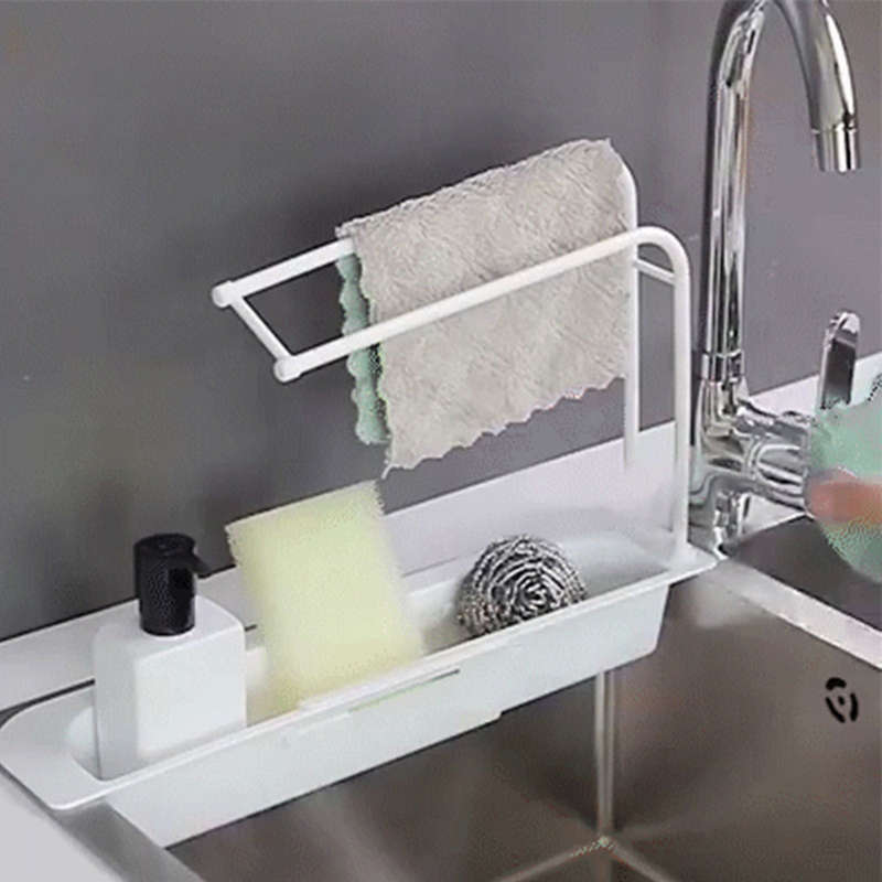 Adjustable Kitchen Sink Shelf with Handy Cloth & Super Scourer