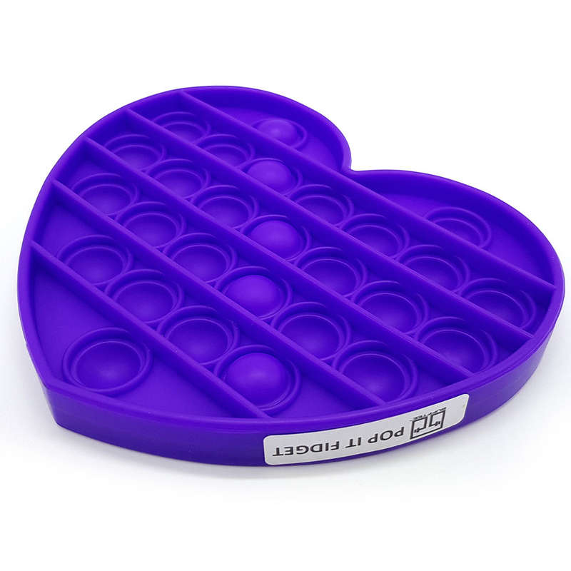 Pop It Fidget Toy -Popping Bubble Game- Navy Heart