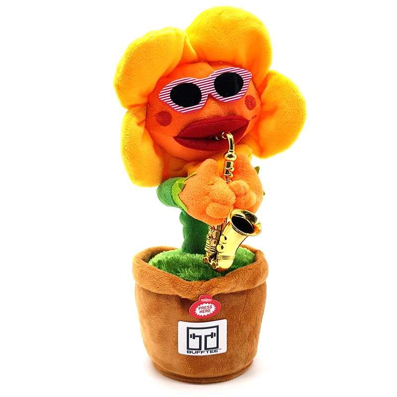 Dancing Sunflower Soft Plush Toy -  Dancing Plant & Saxophone