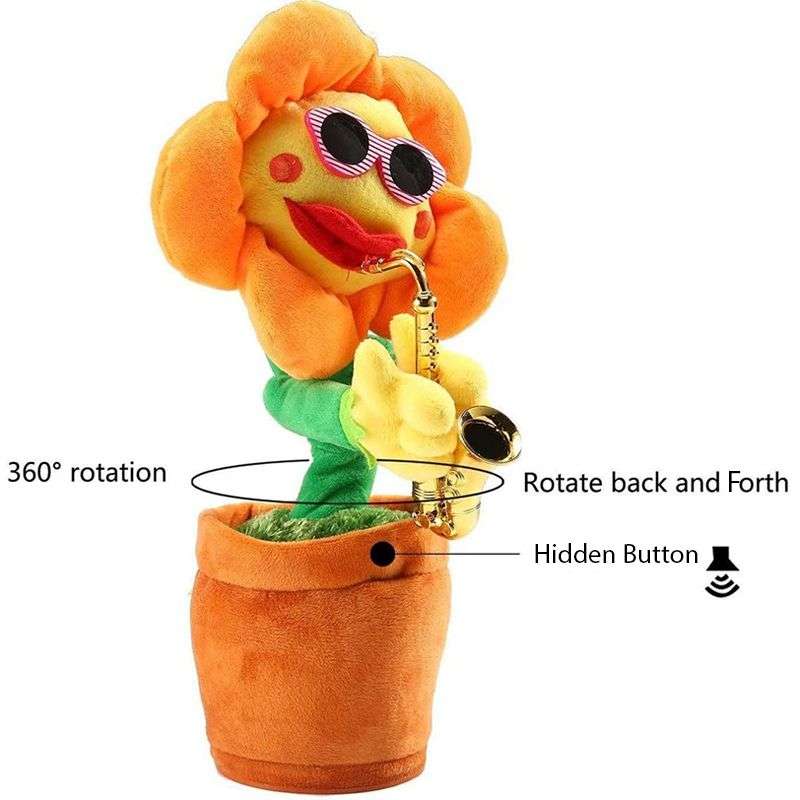 Dancing Sunflower Soft Plush Toy -  Dancing Plant & Saxophone
