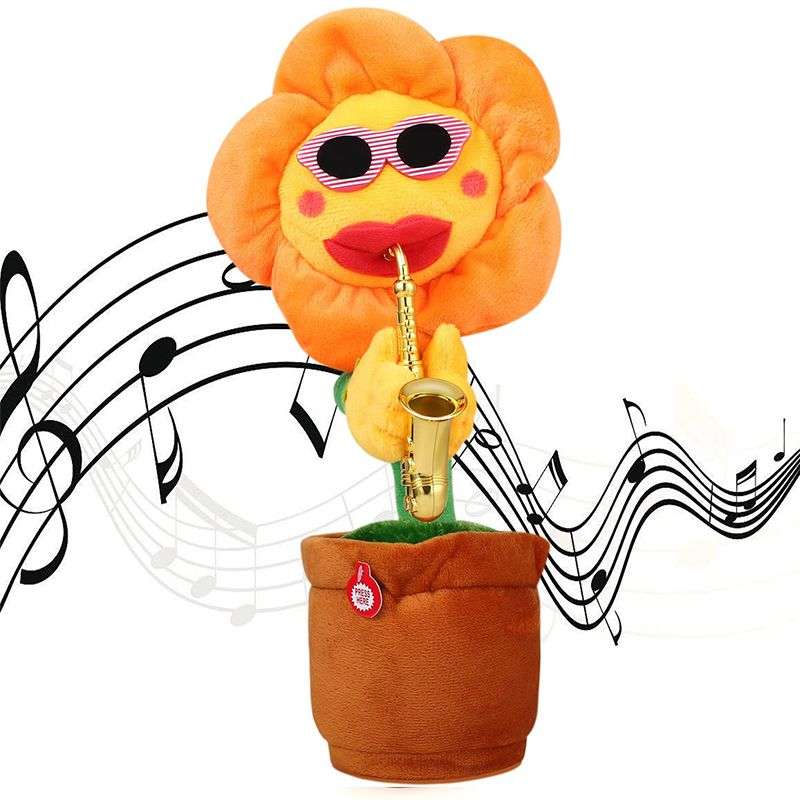Dancing Sunflower Soft Plush Toy -  Dancing Plant & Saxophone