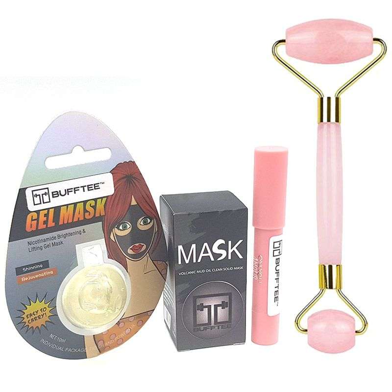 Bufftee Face Mask Set - Gel Mask - Stick Clay Mask - Quartz Facial Roller