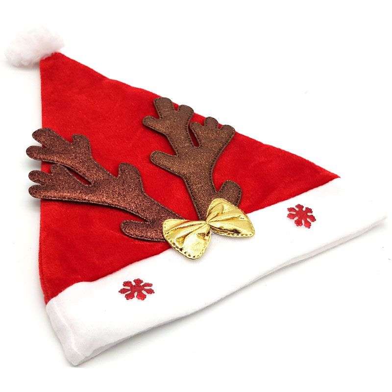 Bufftee Christmas Hat Reindeer Golden Bow Santa Hat