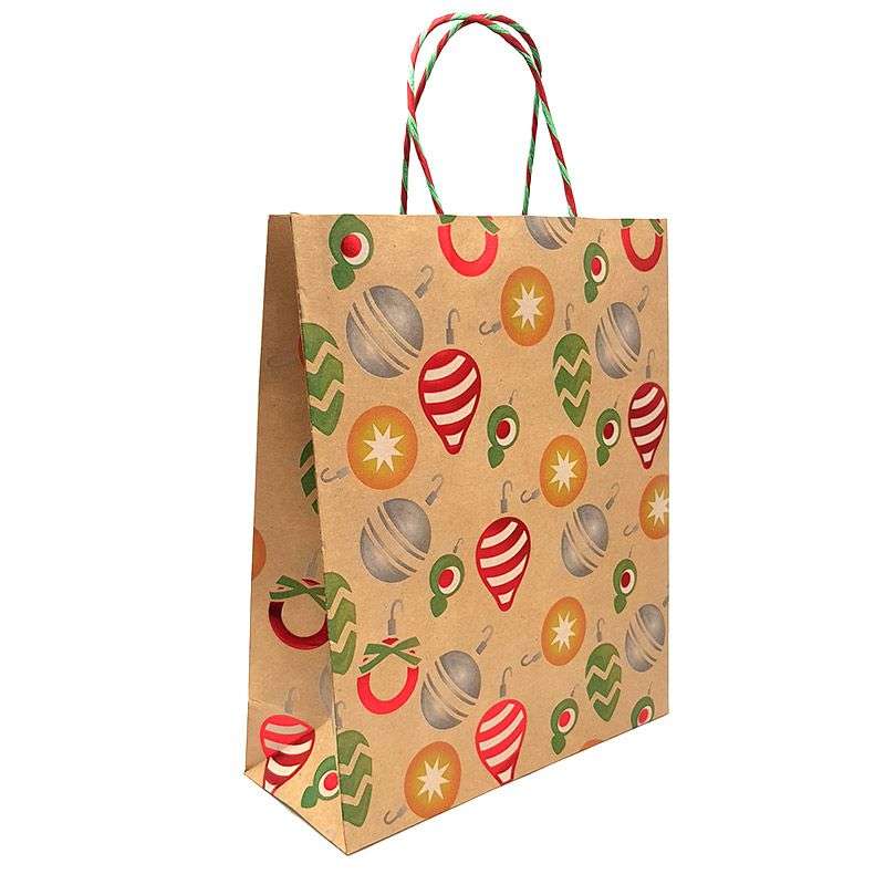 Bufftee Large Christmas Gift Bag Secret Santa - Baubles Xmas Balls