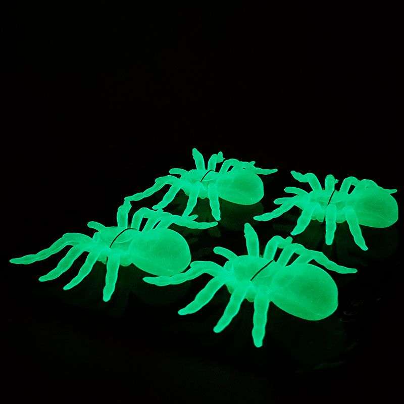 Bufftee Happy Halloween Glow In The Dark Spider 4 Pack - 4 Fake Spiders