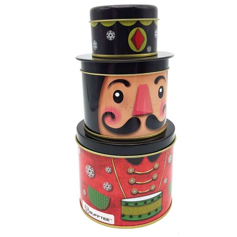 Bufftee 3 Layer Small Christmas Nutcracker Storage Jar