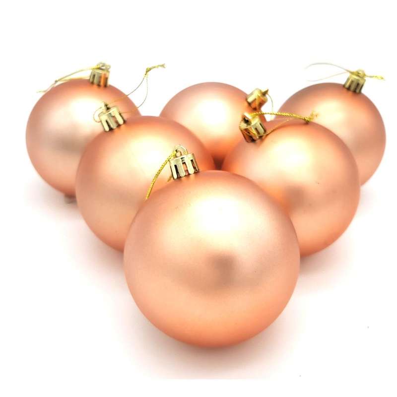 Bufftee Big Christmas Tree Baubles - Matte Balls 6 Pack - Rose Gold