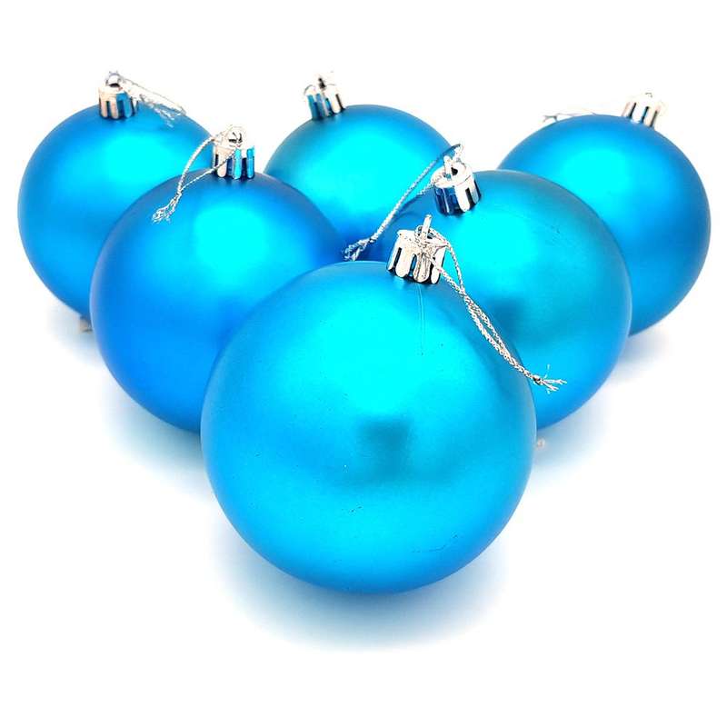 Bufftee Big Christmas Tree Baubles - Matte Balls 6 Pack - Matt Teal