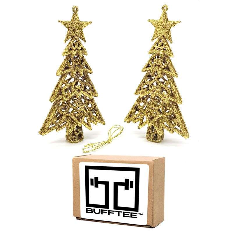 Bufftee Christmas Tree Star  2 in 1 Bauble & Christmas Star - 2pc Gold Dust