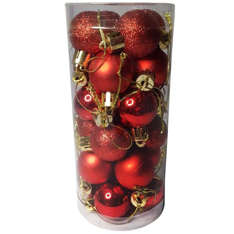 Tiny Baubles - Christmas Balls 24 Pack - Red Tones