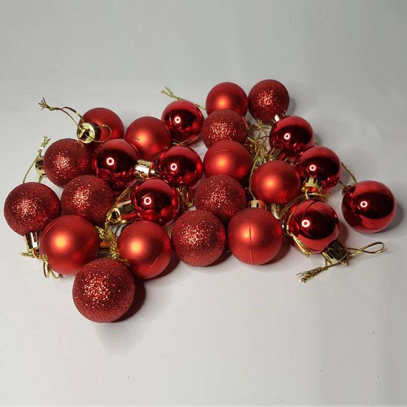 Tiny Baubles - Christmas Balls 24 Pack - Red Tones
