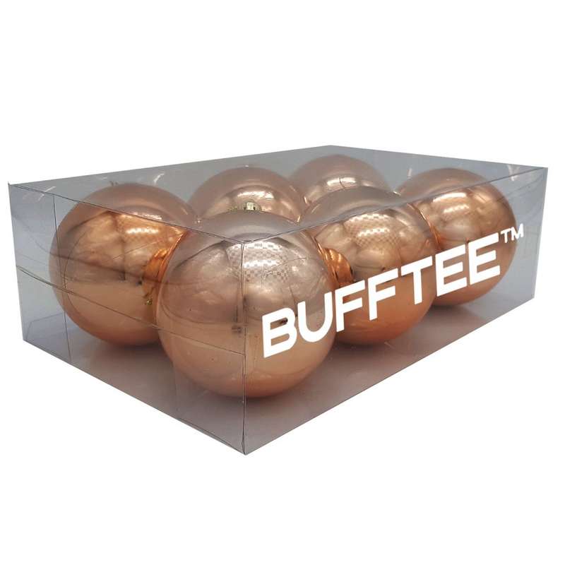 Bufftee Big Christmas Tree Baubles - Reflective Balls 6 Pack - Rose Gold