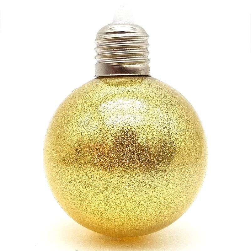 Bufftee Light Up Christmas Gold Glitter Bauble - Self Lit Christmas Ball