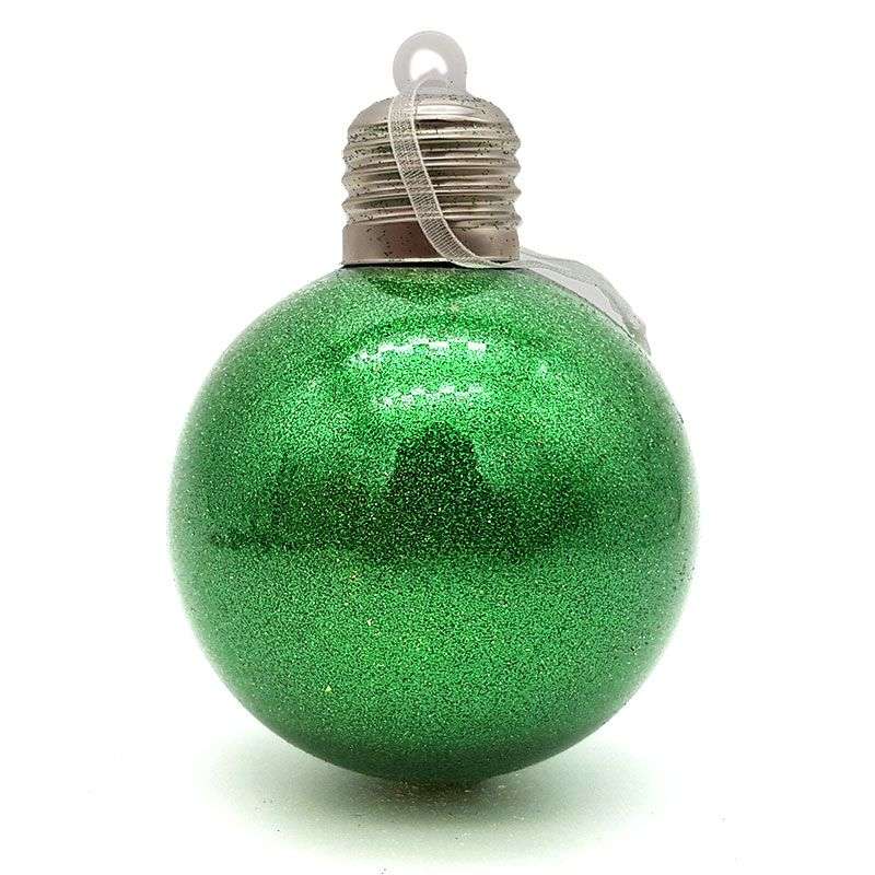 Bufftee Light Up Christmas Green Glitter Bauble - Self Lit Christmas Ball