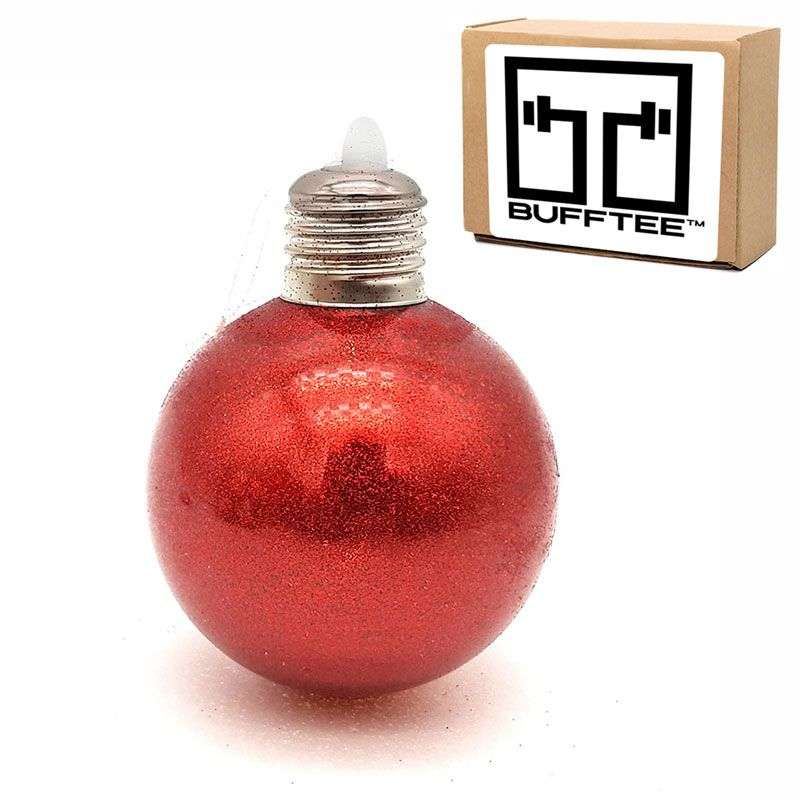 Bufftee Light Up Christmas Red Glitter Bauble - Self Lit Christmas Ball