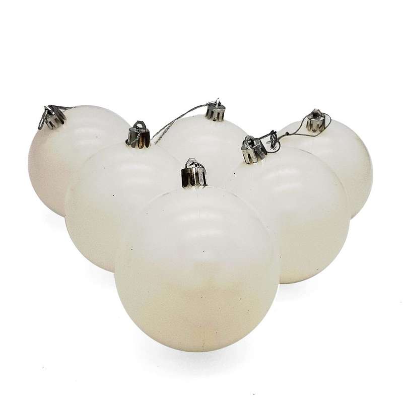Bufftee Big Christmas Tree Baubles - Balls 6 Pack - Snow White