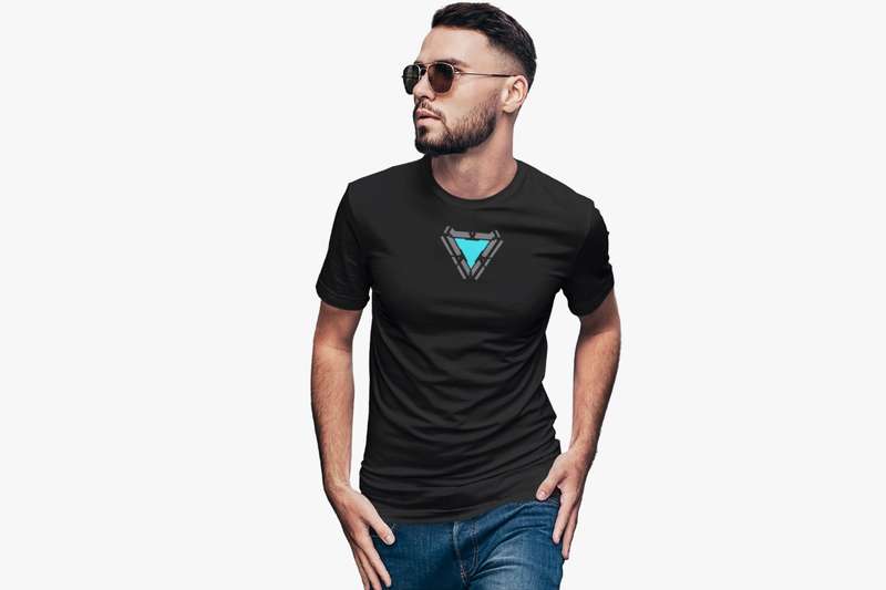 Bufftee Glow In The Dark Unisex Iron Man Arc Reactor Mark 85 Tee-165g T-Shirt