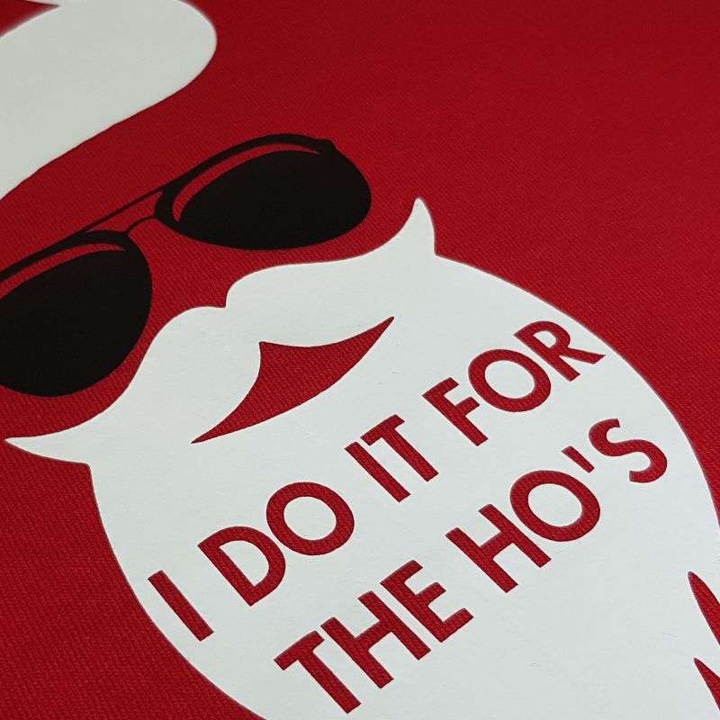 Bufftee Funny Christmas T-Shirt Mens - Festive cool Santa in shades- Red