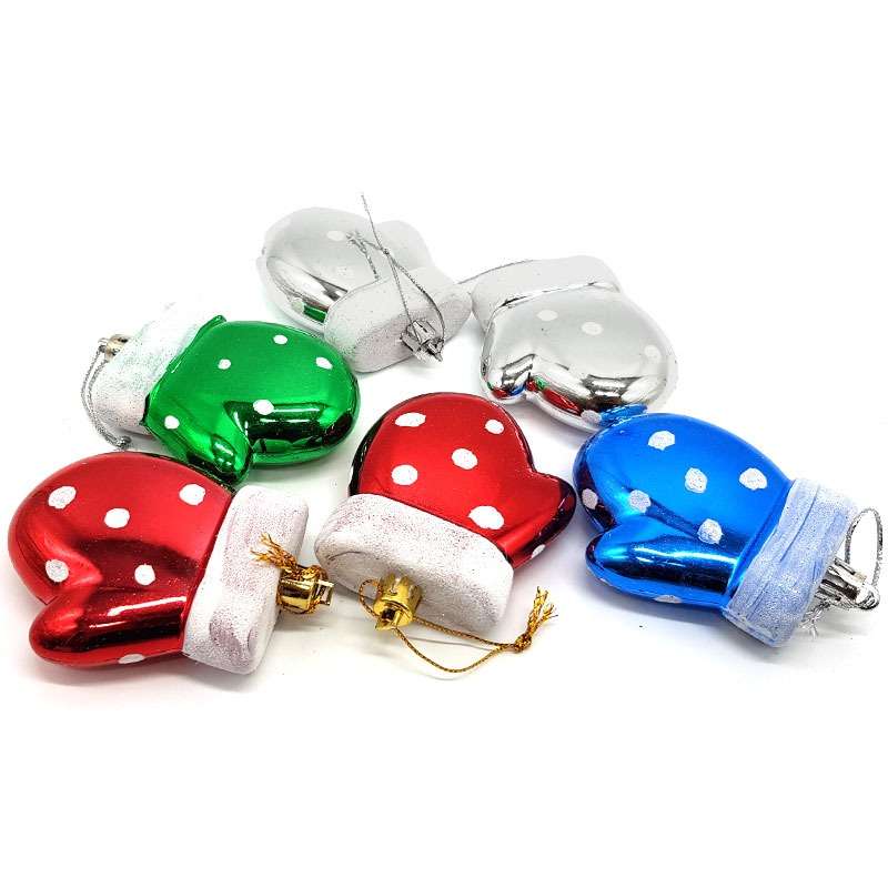 Bufftee 6 Small Mitten Christmas Tree Baubles