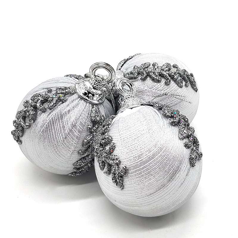 Bufftee Christmas Baubles Silver Satin Weeve - Christmas Balls  3 Pack