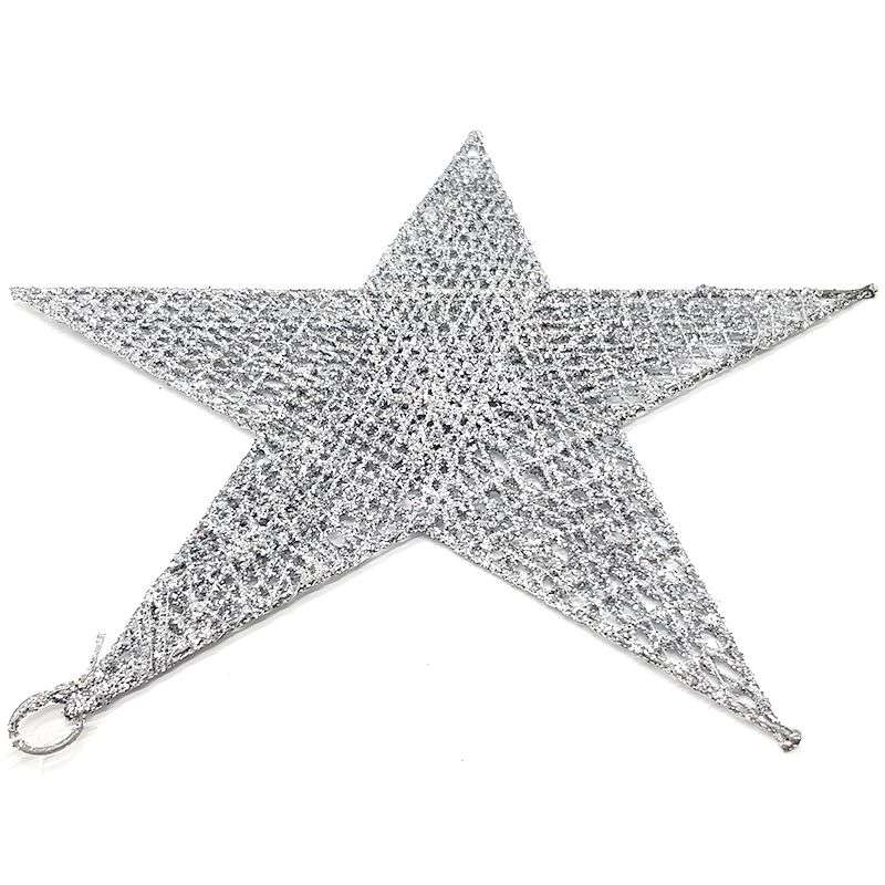 Bufftee Christmas Tree Large Star 30cm - Silver Tree Topper - Hanging Star
