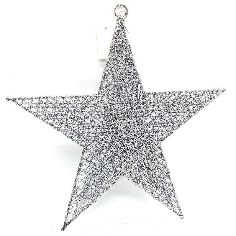 Bufftee Christmas Tree Large Star 30cm - Silver Tree Topper - Hanging Star