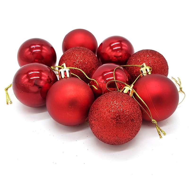 Bufftee 4cm Small Christmas Tree Baubles 10 pc -Red Tones