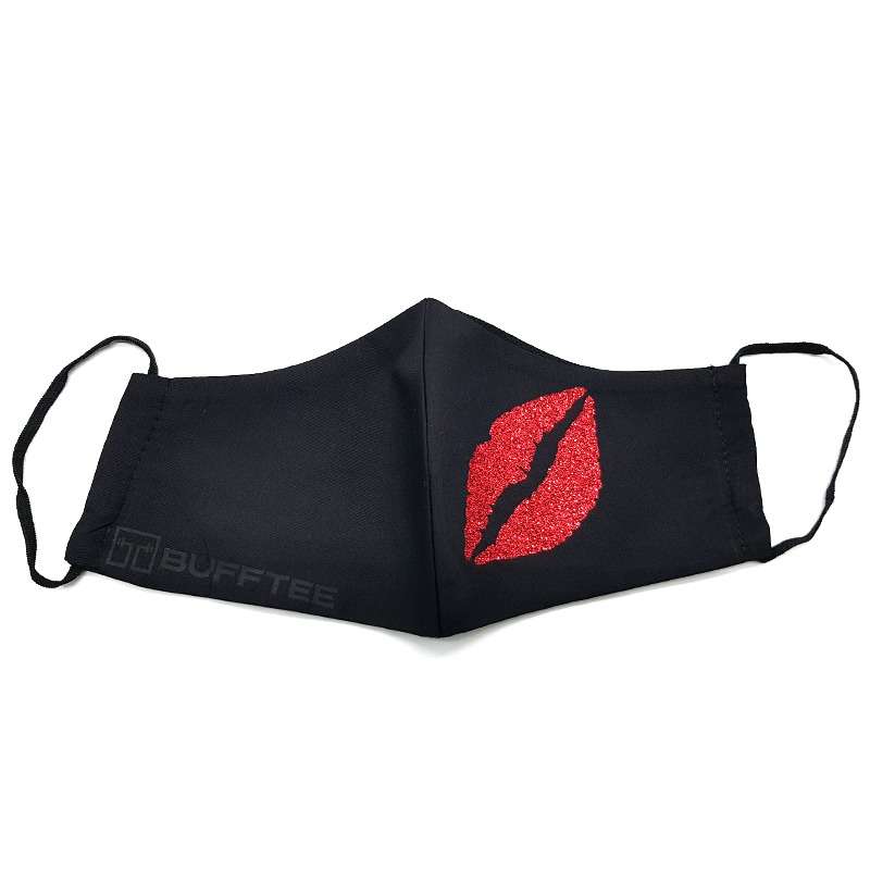 Bufftee Kiss Lips Re-Useable 3 Ply Face Mask - Valentines day Mask