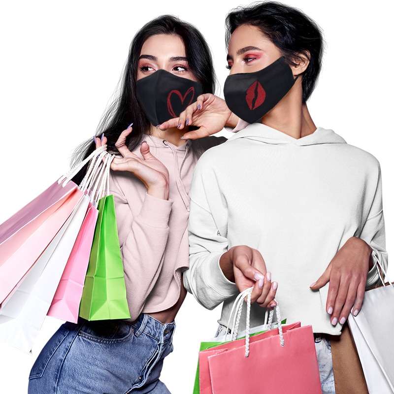 Bufftee Kiss Lips Re-Useable 3 Ply Face Mask - Valentines day Mask