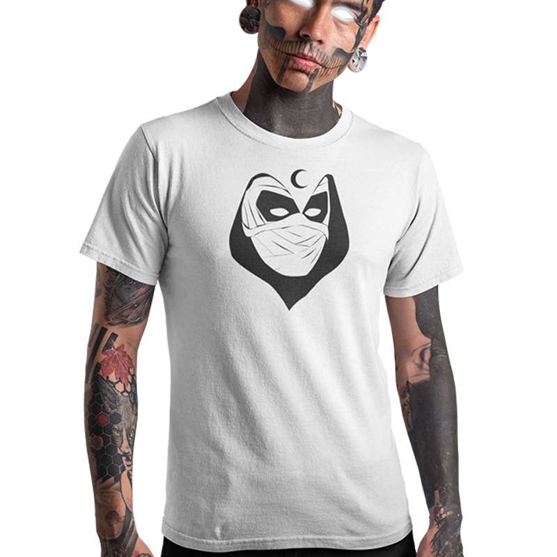Bufftee Moon Knight T-Shirt Glow in the Dark 160g Cotton Tee-White