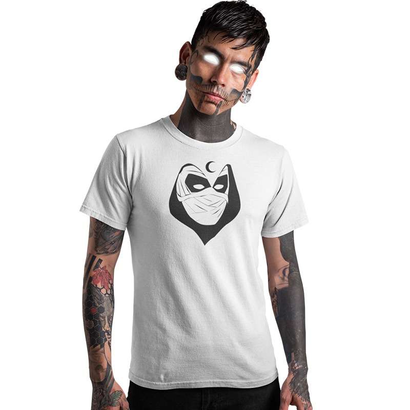 Bufftee Moon Knight T-Shirt Glow in the Dark 160g Cotton Tee-White