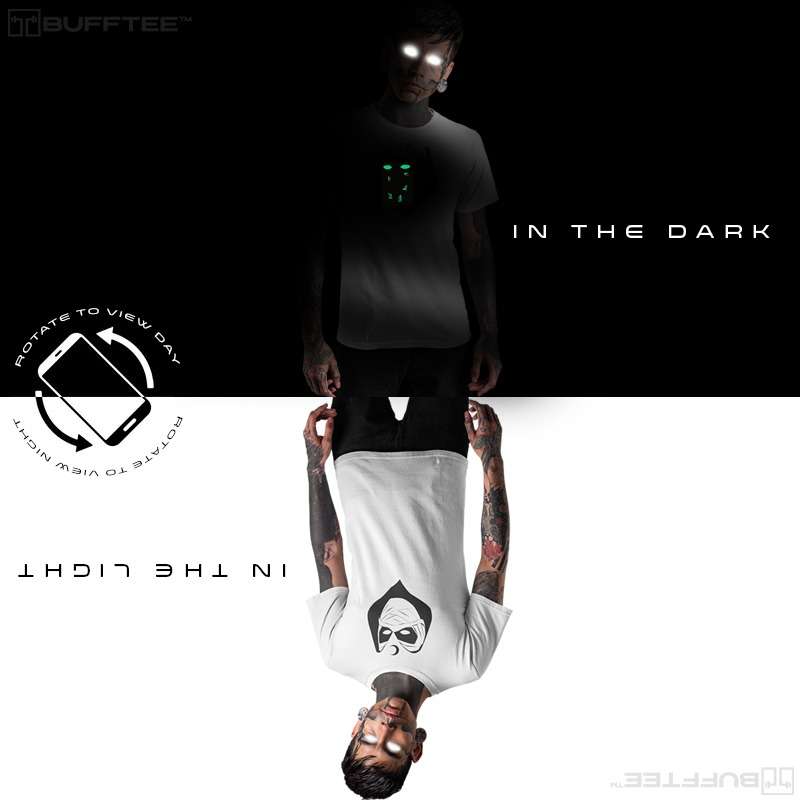 Bufftee Moon Knight T-Shirt Glow in the Dark 160g Cotton Tee-White