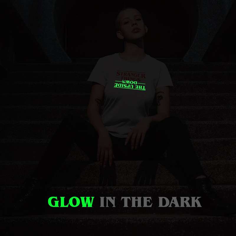 Bufftee Stranger Things T-Shirt Glow in the Dark The Upside Down -Unisex