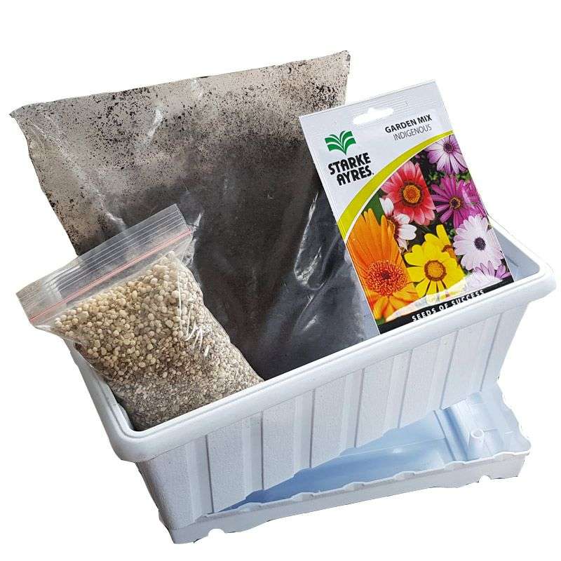 Flower Seeds Grow Kit With Pot - White