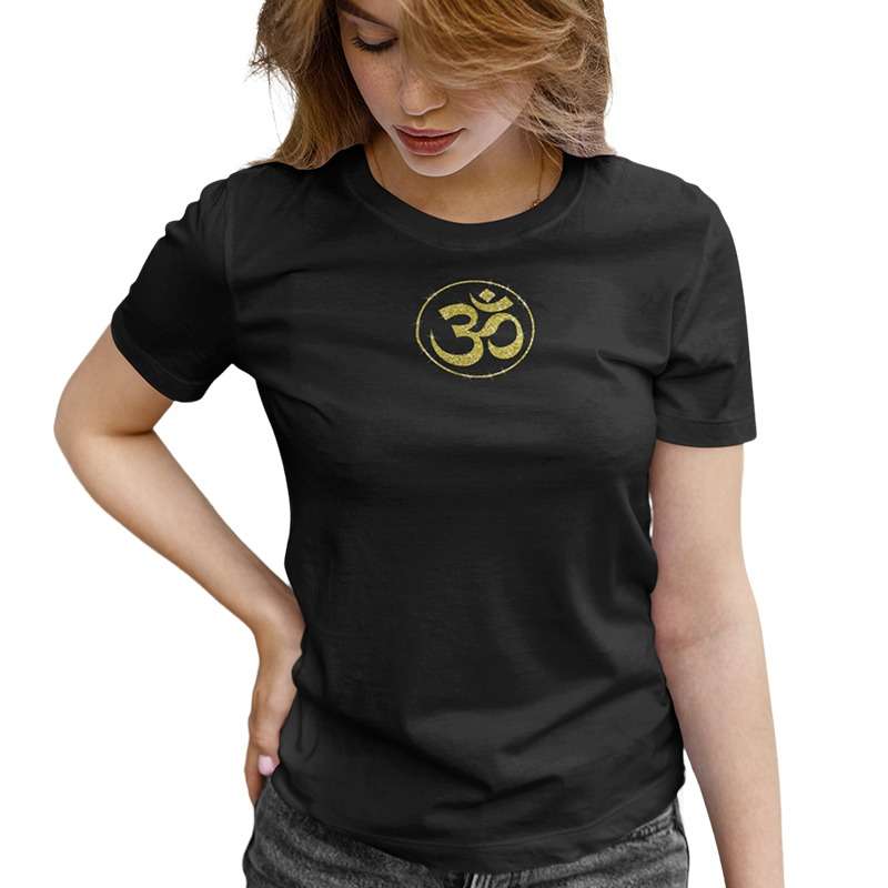 Bufftee Glitter Om Sign Zen T-Shirt - Aum Tee