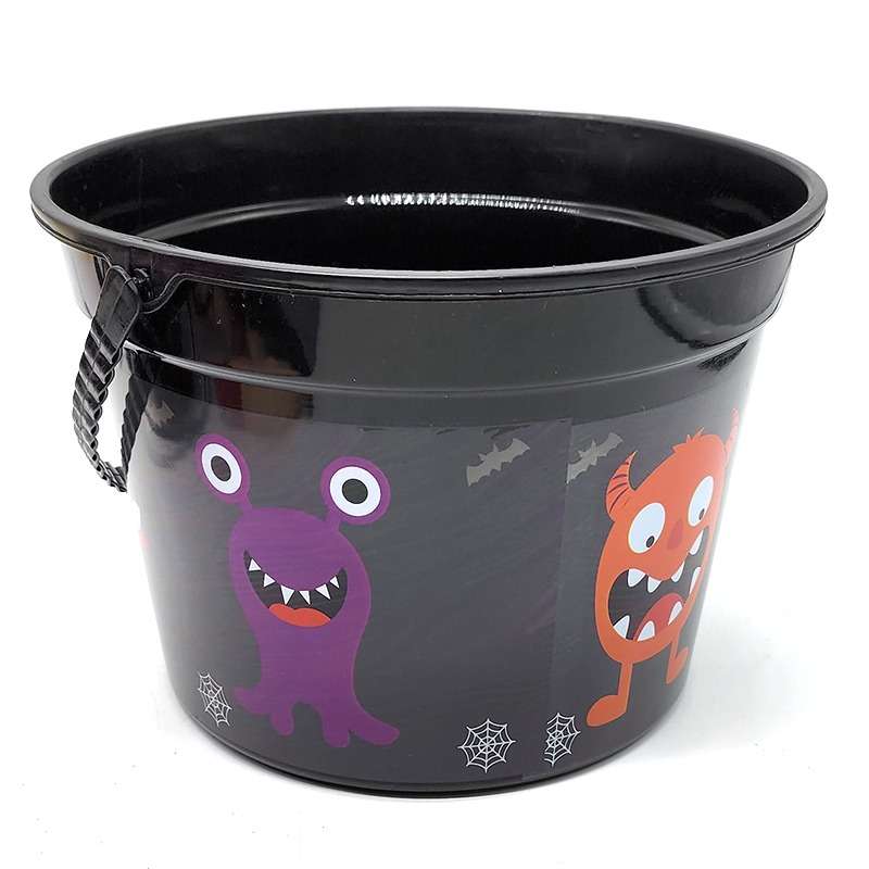 Halloween Monsters & Vampire Picture Trick or Treat Candy Bucket - Sweet Bowl-Black