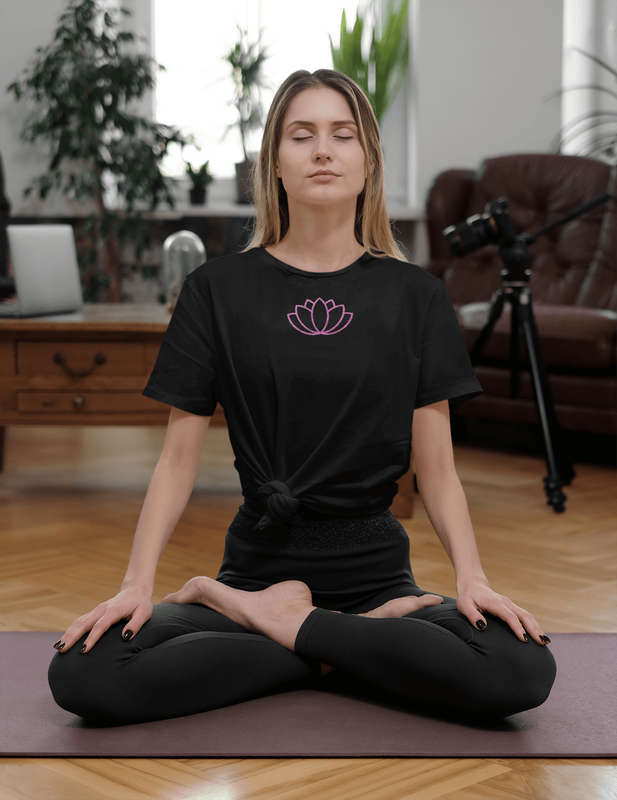 The Lotus Halo Glitter Bufftee Zen T-Shirt  - Yoga Lotus Tee