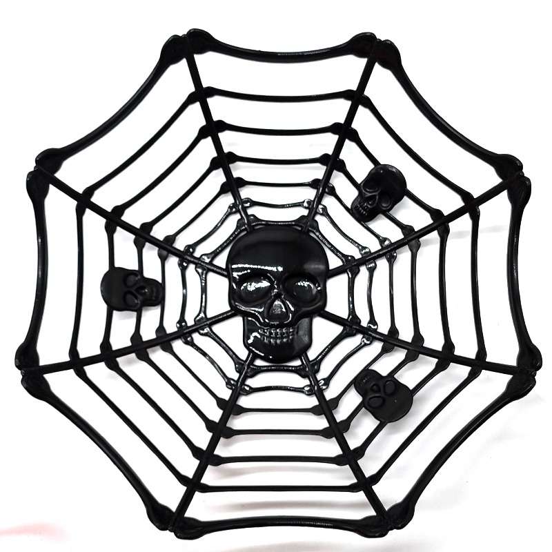 Halloween Spider Web Trick or Treat Basket-Halloween Skull Candy Bowl-Black