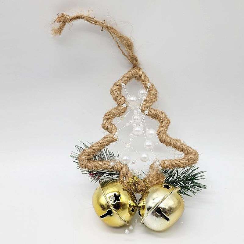 PurpleX Christmas Tree Shape - Pearls &amp; Jingle Bells Bauble Hanging Décor