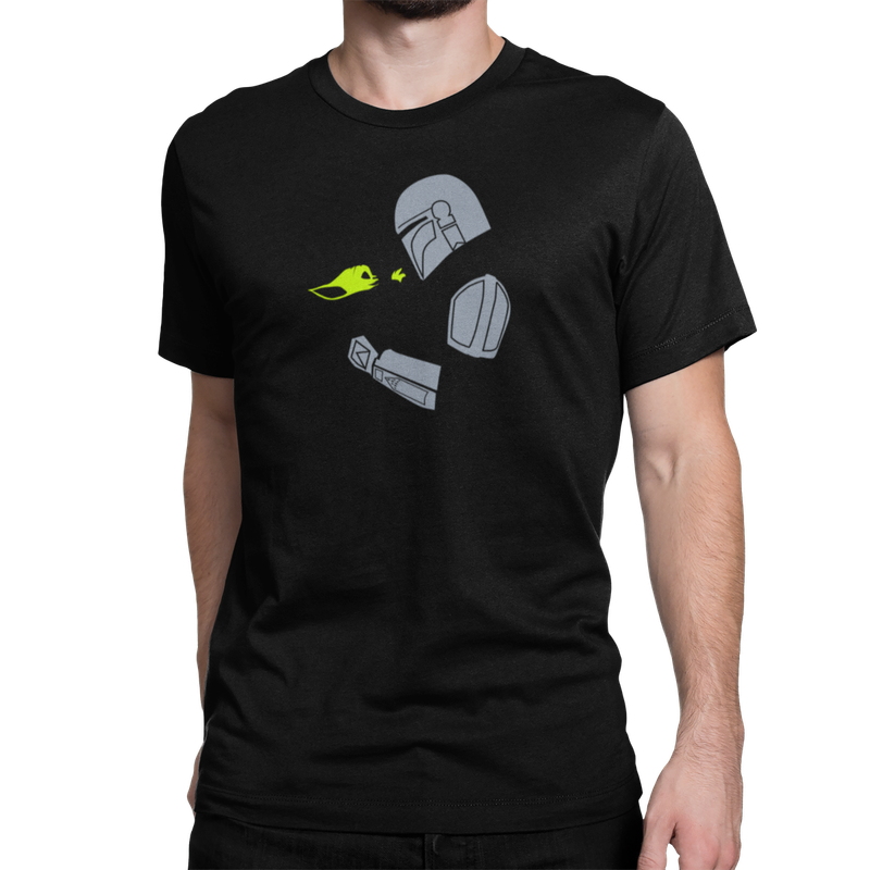 Bufftee The Mandalorian &amp; Glow In The Dark Baby Yoda T-Shirt - Unisex