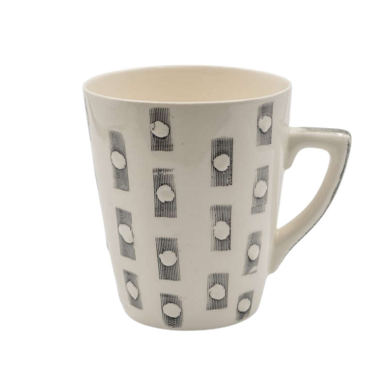 Ceramic mug - white/black pattern with handle