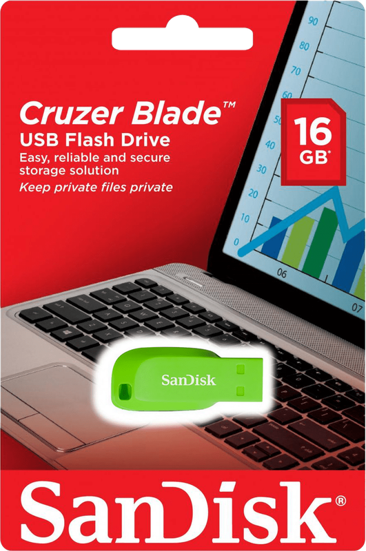 16GB SanDisk Cruzer Blade USB 2.0 Flash Drive - Green (New) - SanDisk 20G