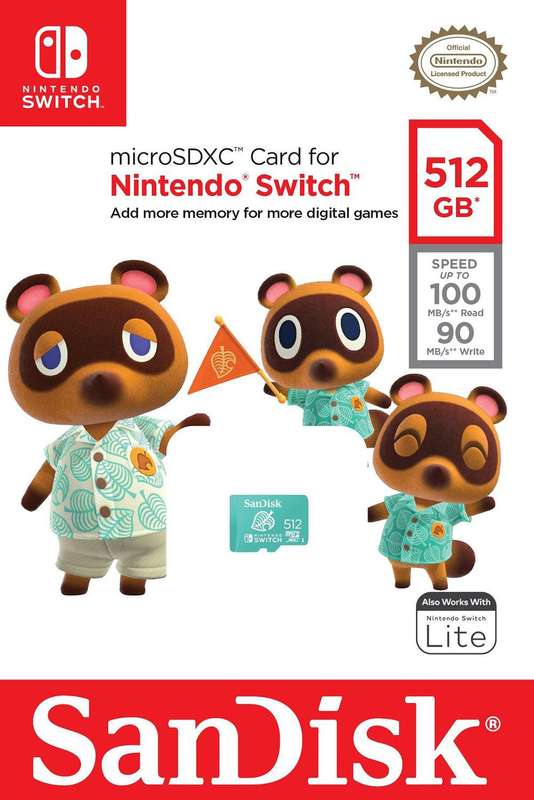 512GB Sandisk microSDXC for Nintendo Switch - Class UHS 3 - Limited Animal Crossing Leaf Edition