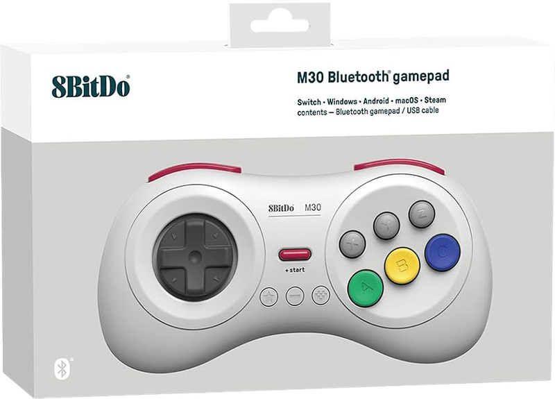 8Bitdo M30 Bluetooth Gamepad - White (PC / Switch)(New) - 8bitdo 500G