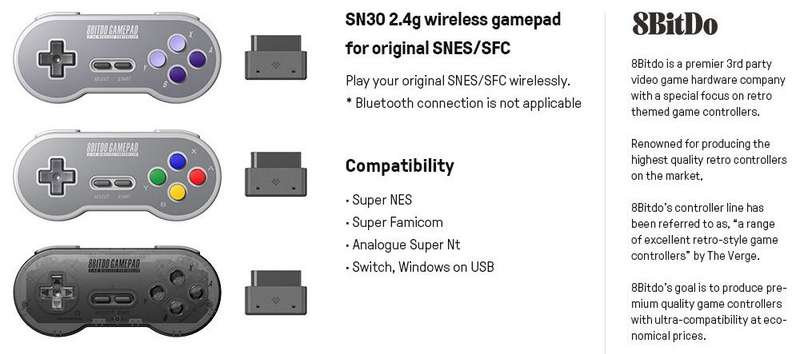 8Bitdo SN30 Wireless Controller - SF Edition (SNES)(New) - 8bitdo 500G