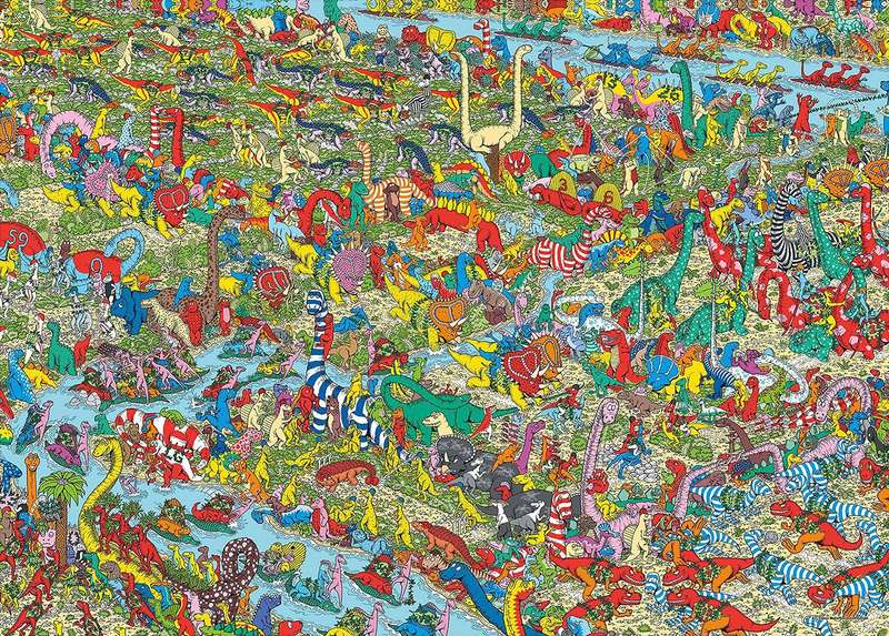 Where's Waldo?: Dinosaurs - 1000 Piece Puzzle (New) - Aquarius 1200G