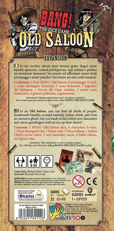 BANG! - The Dice Game: Old Saloon Expansion (New) - DaVinci Editrice / dV Games 450G