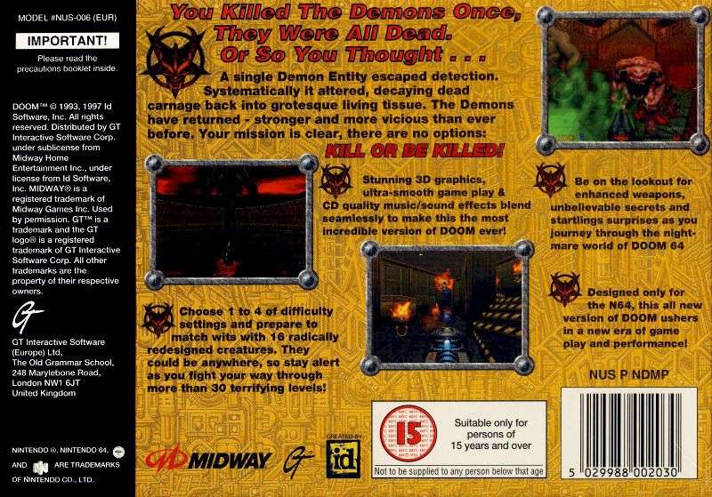 Doom 64 (Cart Only)(N64)(Pwned) - Midway Games 130G