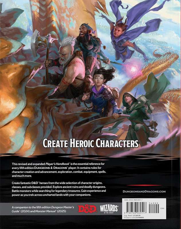 Dungeons & Dragons - 2024 Player's Handbook - 5th Edition Hardcover (New) - Wizards of the Coast
